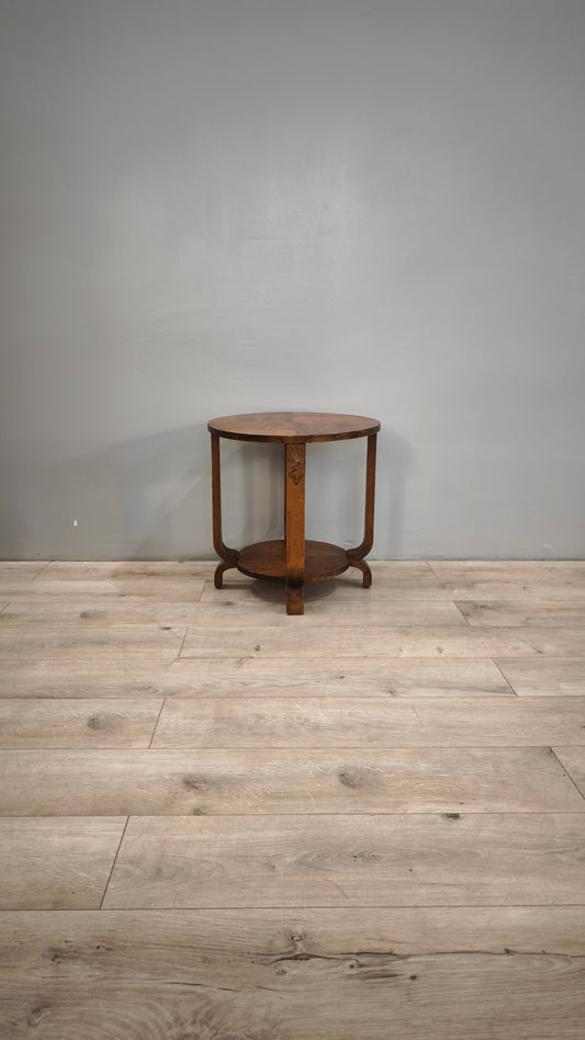84215 Tavolino rotondo stile Art Déco con doppio ripiano