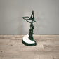 84210 Porta ombrelli in ghisa smaltata bianca e verde con statuina cane