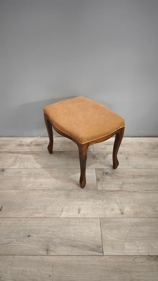 84220 Panchetto in legno e tessuto rosa