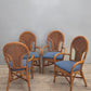 84227 Set n 4 sedie in bambù con seduta blu