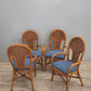 84227 Set n 4 sedie in bambù con seduta blu