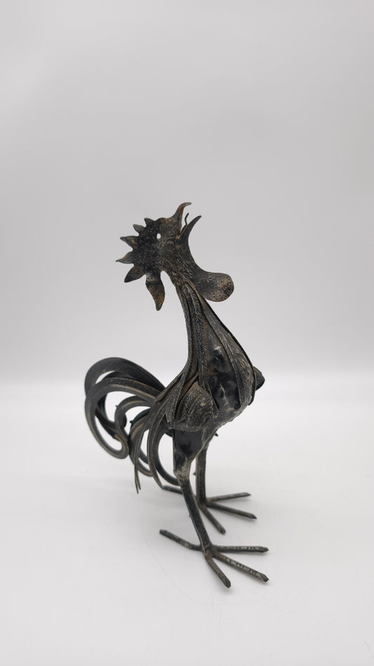 84396 Statua gallo in ferro lavorato