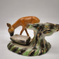 84450 Vasetto in ceramica vintage con statuina cerbiatto