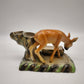 84450 Vasetto in ceramica vintage con statuina cerbiatto