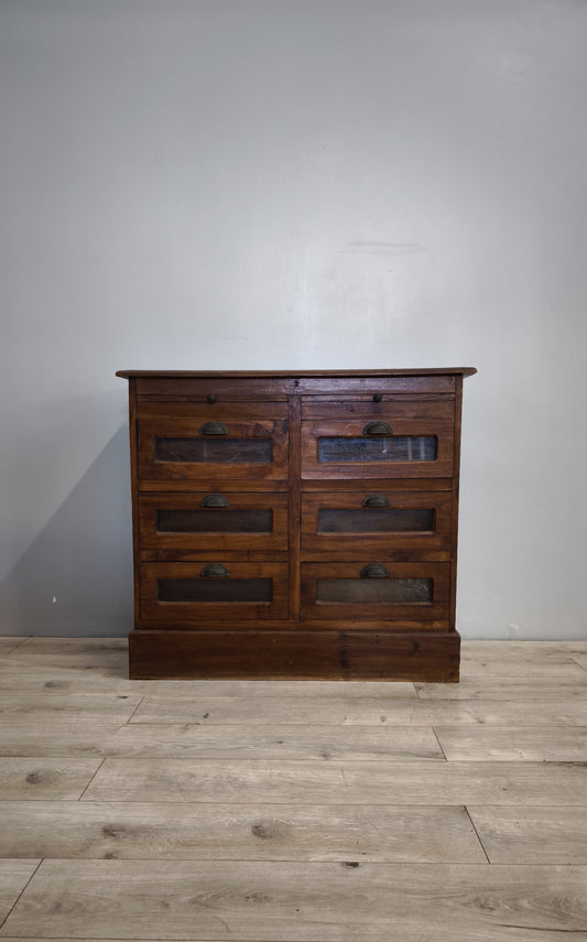 84619 Cassettiera bassa in legno con sei cassetti