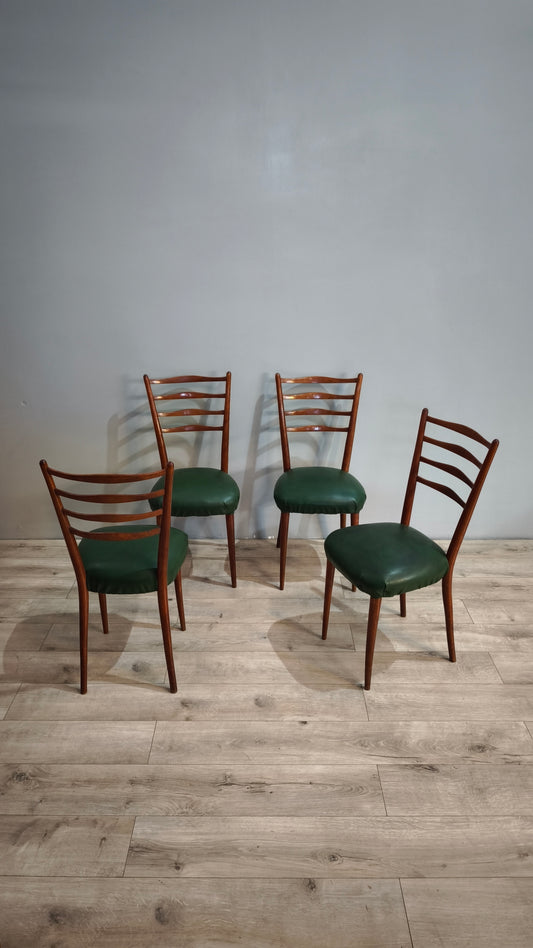 84693 Set n 4 sedie in legno con seduta verde