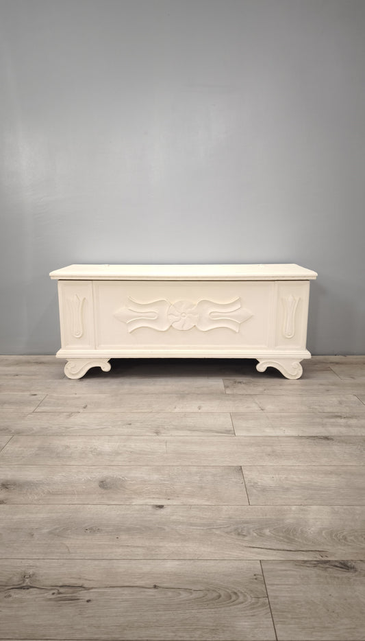 84848 Cassapanca in legno dipinta bianca