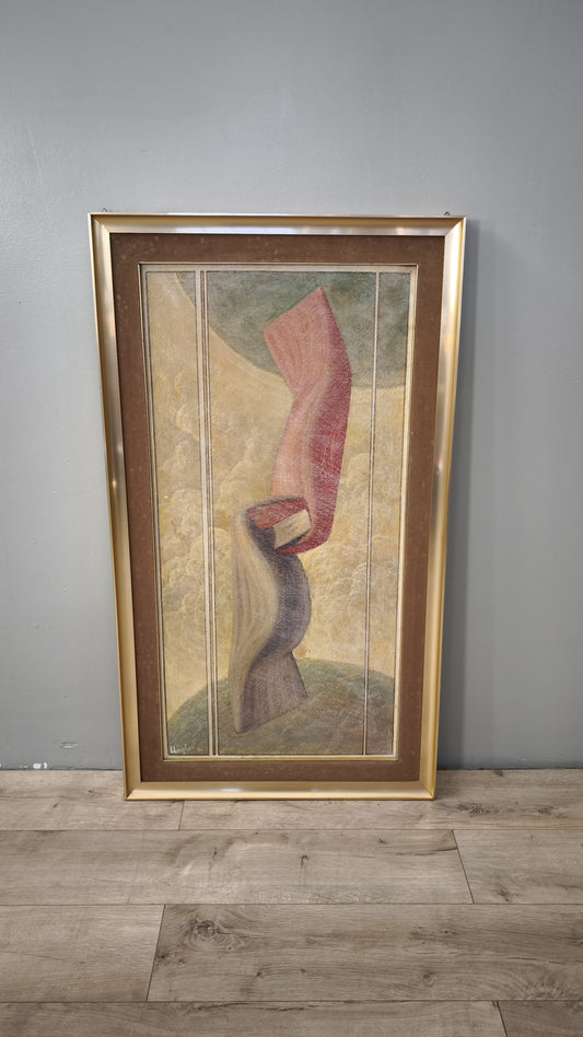 85048 Quadro Saverio Ungheri, 'L'amor che move il sole e l'altre stelle', tecnica mista su tela, 1965