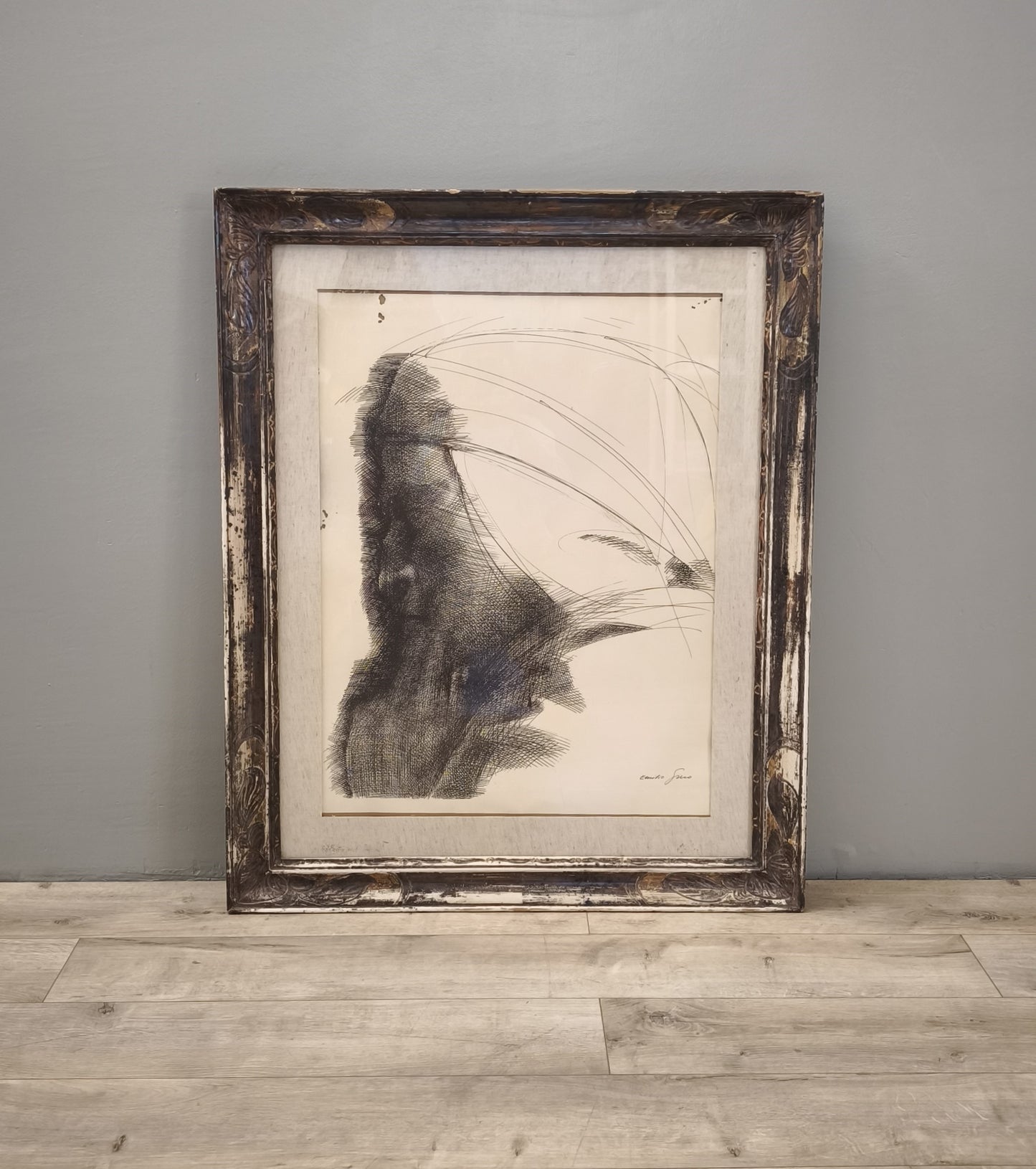 85047 Quadro Litografia Emilio Greco, 'Ritratto Dante'