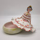 85231 Scatola in ceramica con statuina dama (rossa), G. Girardi, anni '50