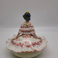 85231 Scatola in ceramica con statuina dama (rossa), G. Girardi, anni '50
