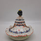 85231 Scatola in ceramica con statuina dama (blu), G. Girardi, anni '50