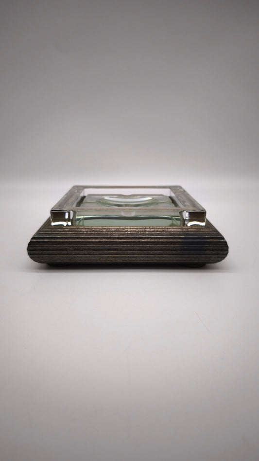 85214 Porta cenere in metallo, sughero e vetro