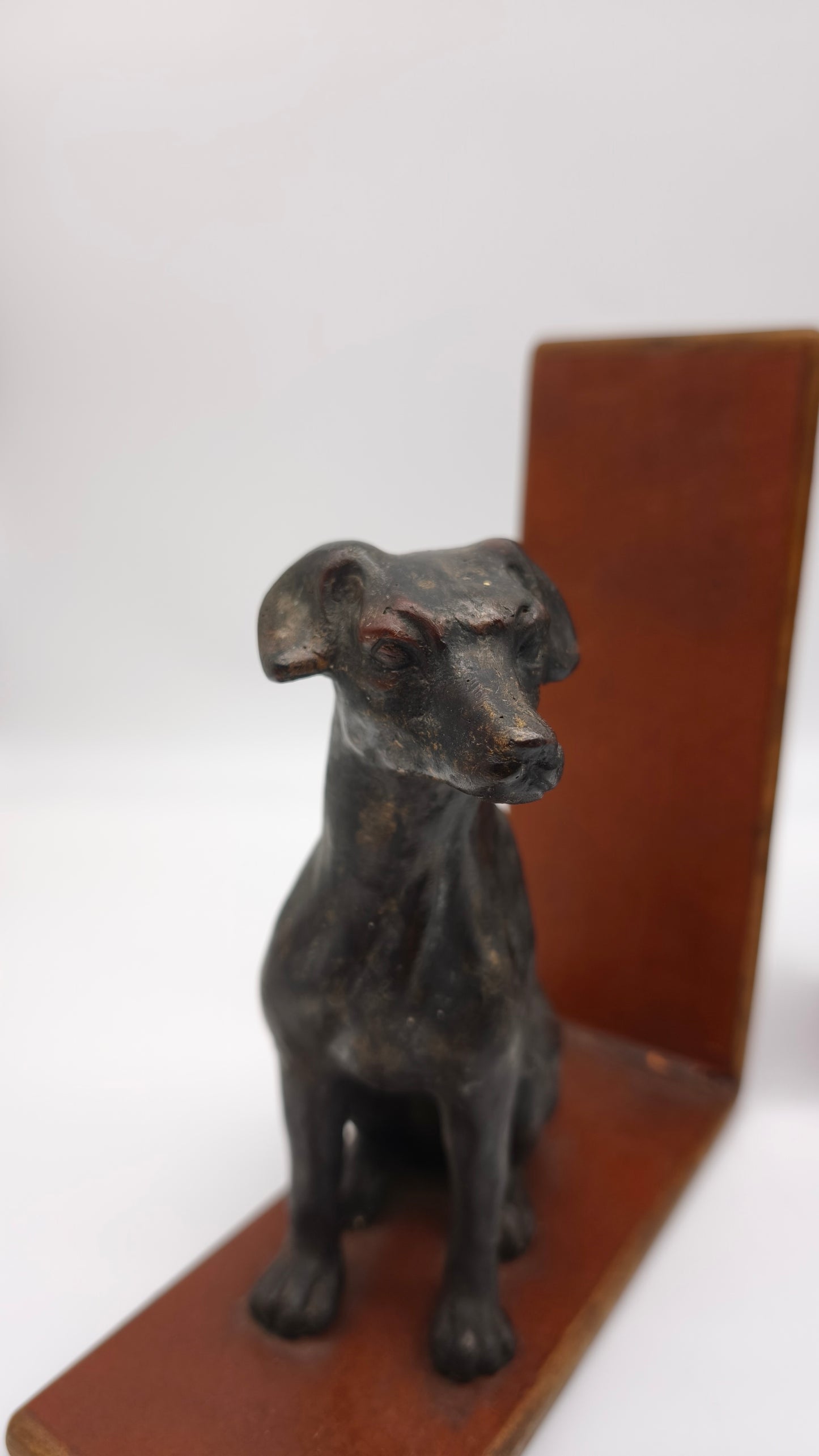 85614 Coppia fermalibri in resina con statuina cane