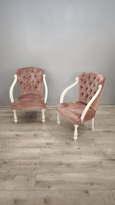 86175 Poltroncina da camera in legno bianco e tessuto rosa