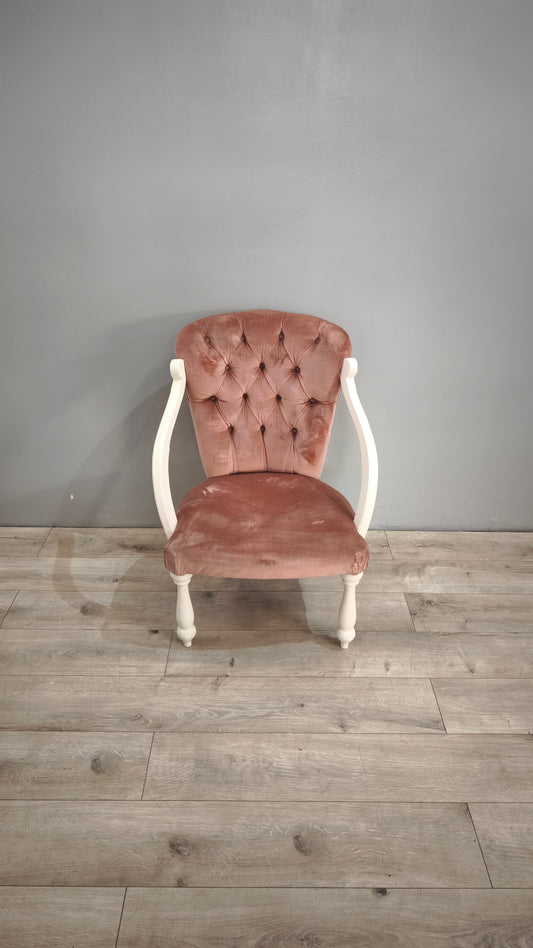 86175 Poltroncina da camera in legno bianco e tessuto rosa