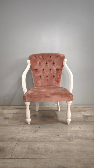 86175 Poltroncina da camera in legno bianco e tessuto rosa