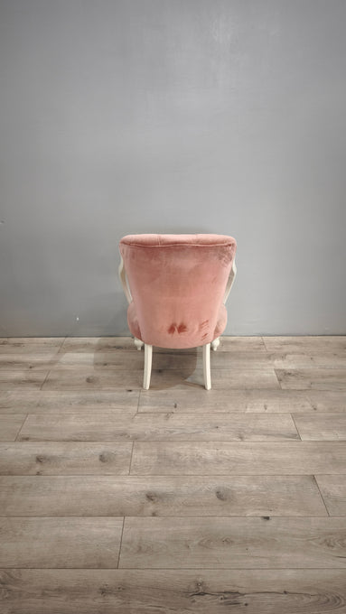 86175 Poltroncina da camera in legno bianco e tessuto rosa