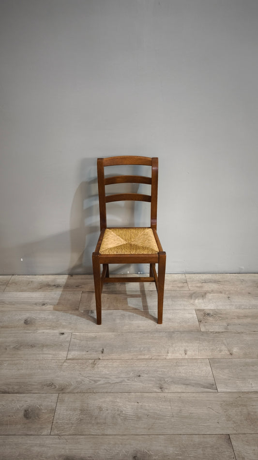 86269 Set n 6 sedie in legno con seduta in paglia