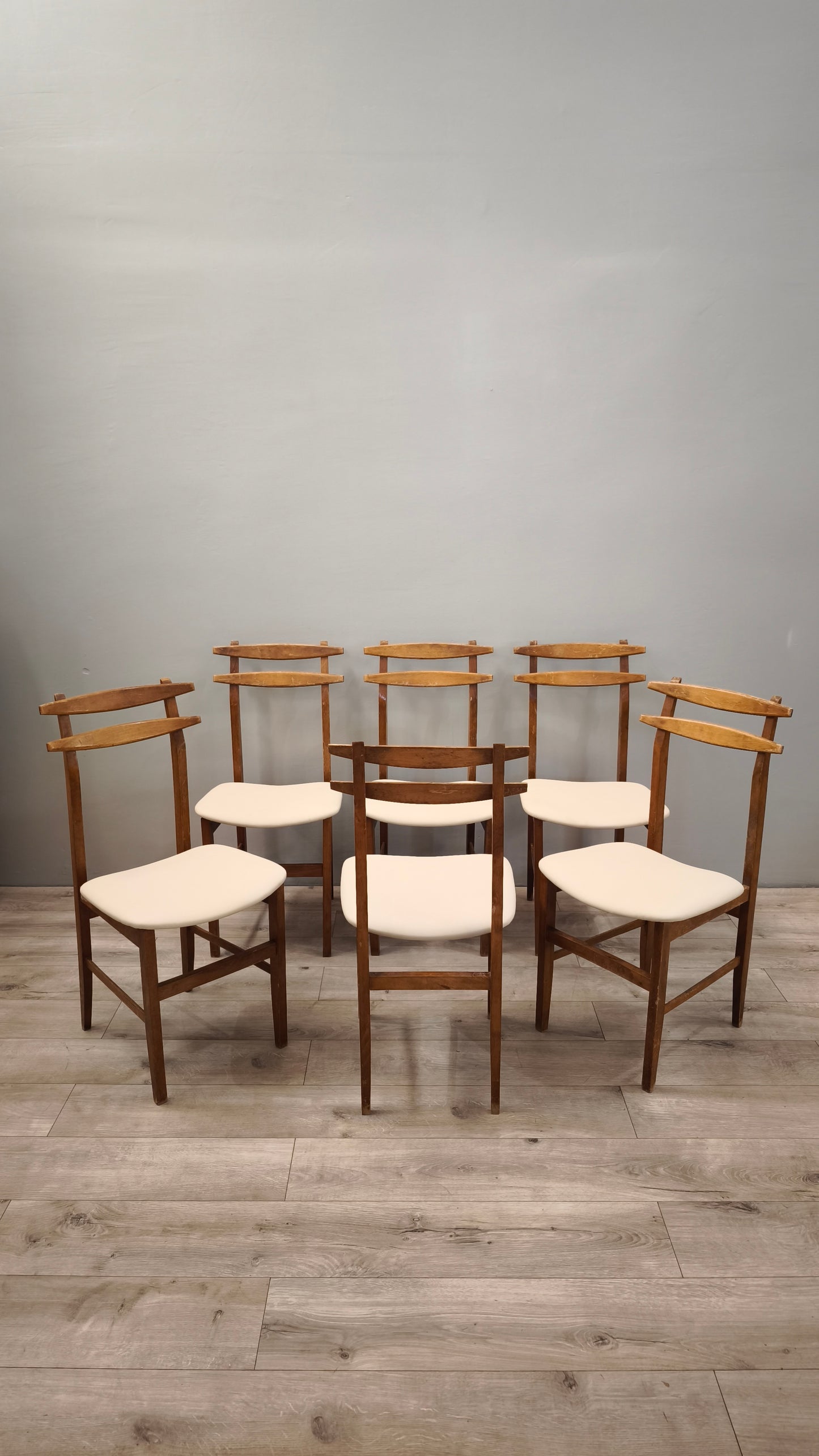 86690 Set n 6 sedie in stile nordico con seduta bianca