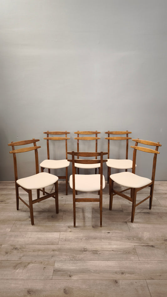 86690 Set n 6 sedie in stile nordico con seduta bianca