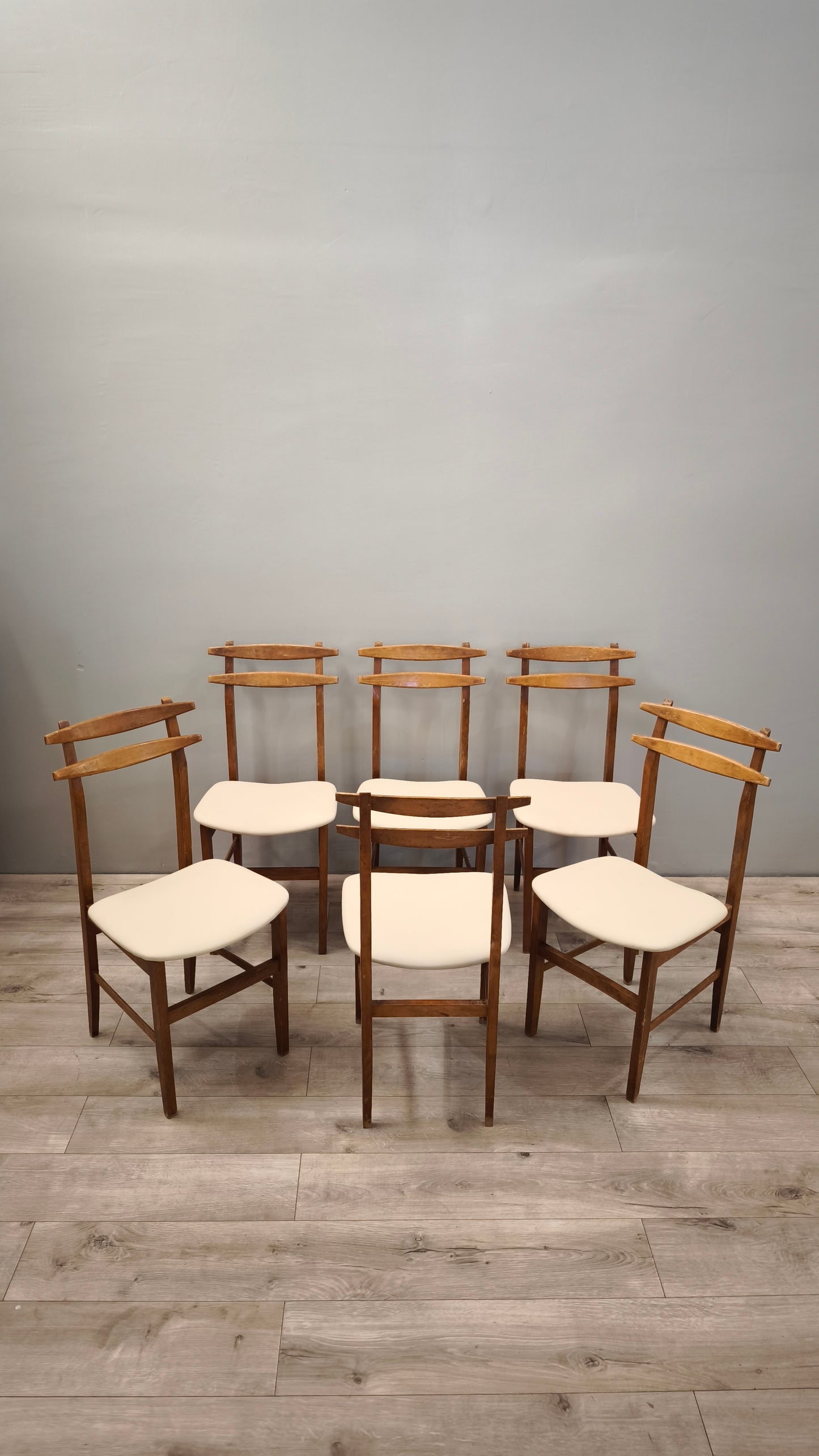 86690 Set n 6 sedie in stile nordico con seduta bianca