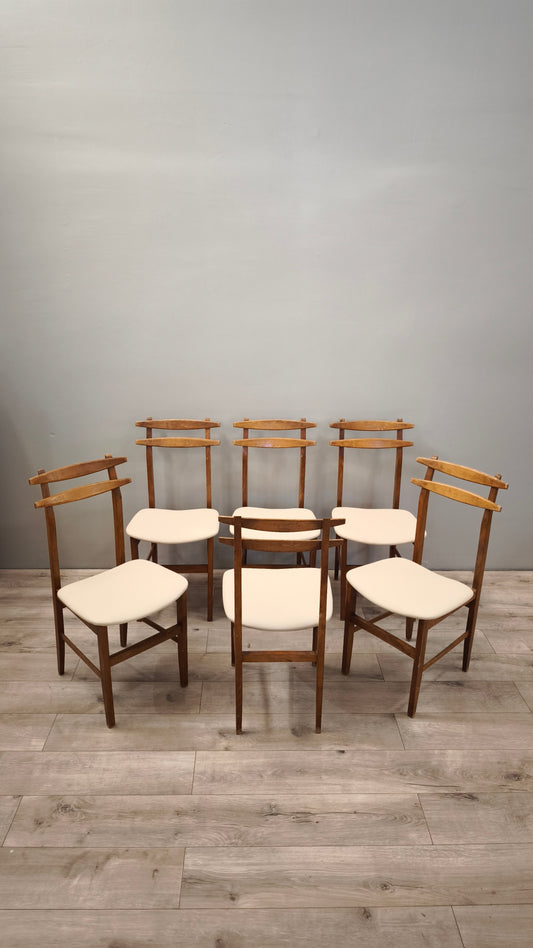 86690 Set n 6 sedie in stile nordico con seduta bianca