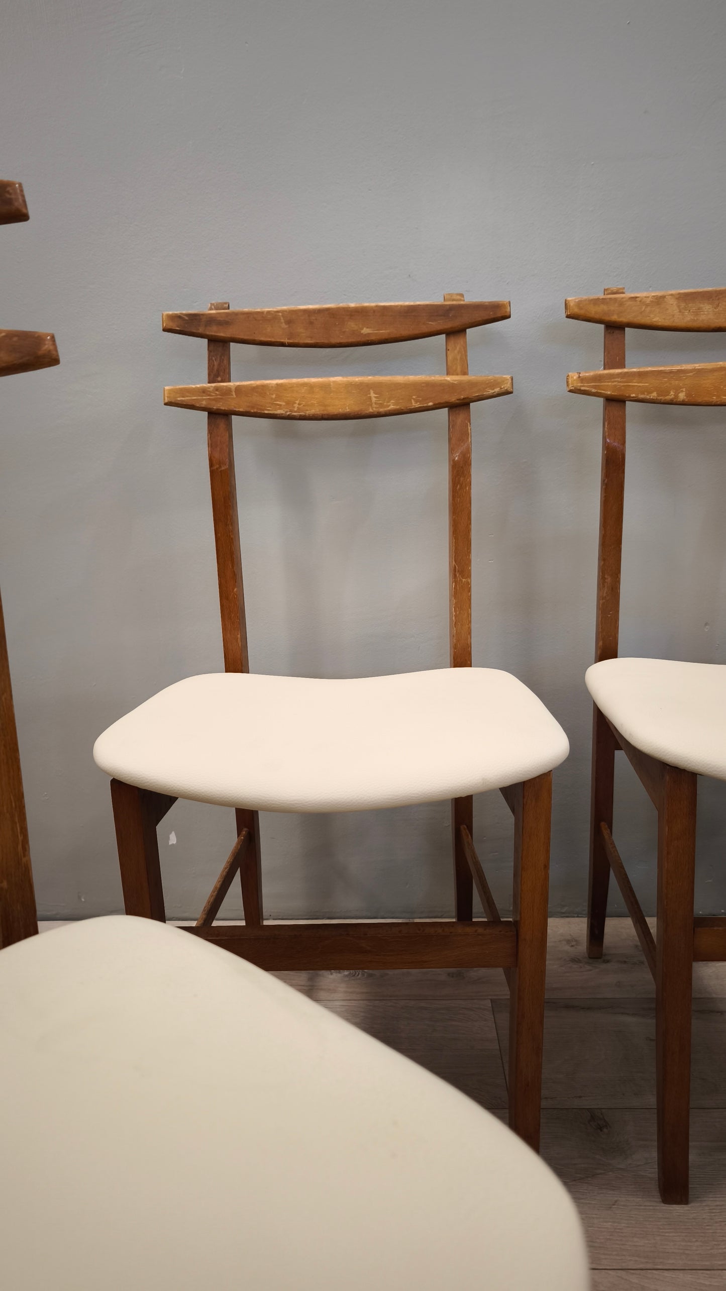 86690 Set n 6 sedie in stile nordico con seduta bianca