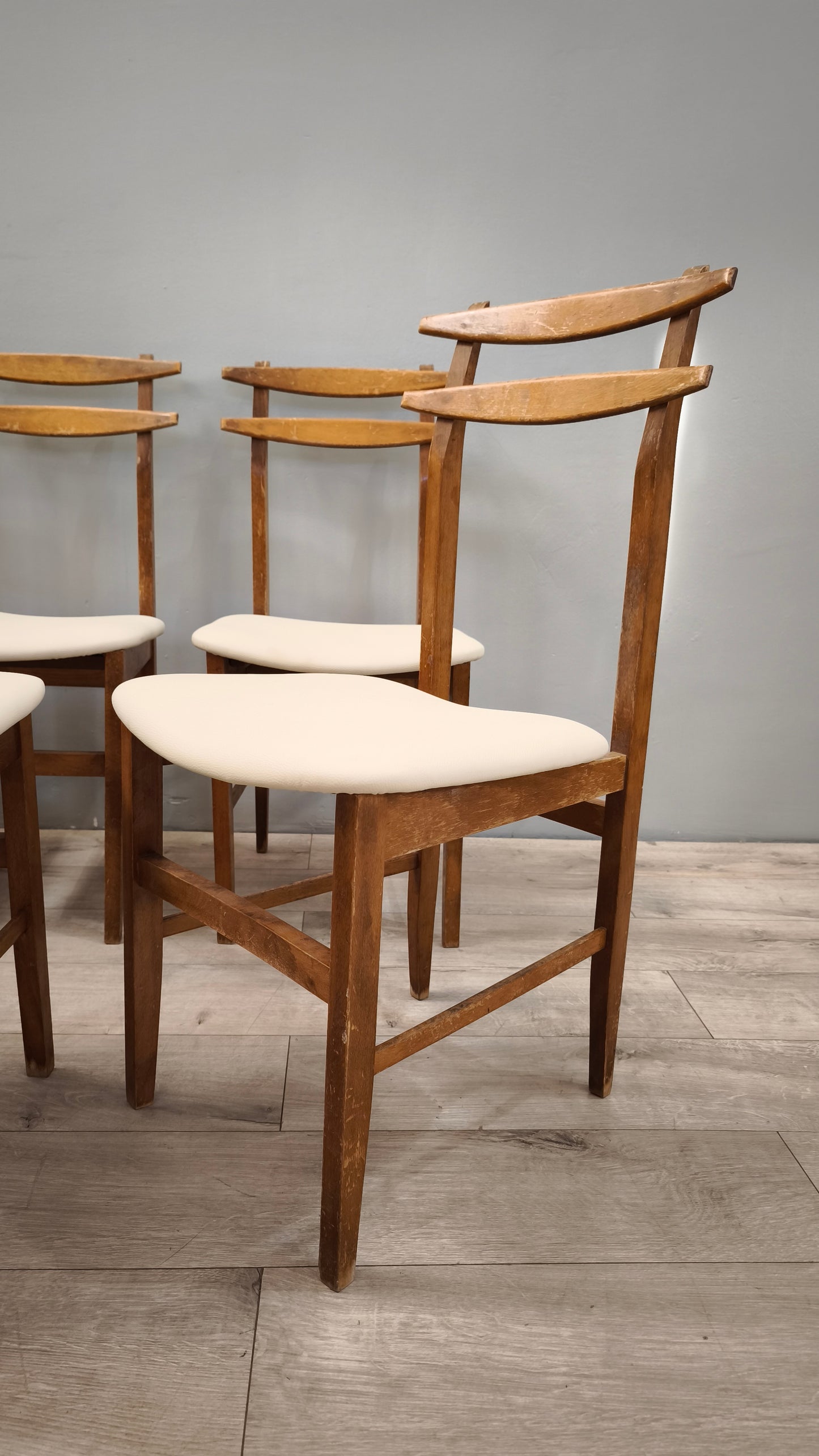 86690 Set n 6 sedie in stile nordico con seduta bianca