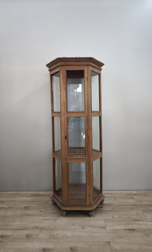 86789 Vetrina esagonale in legno di teak
