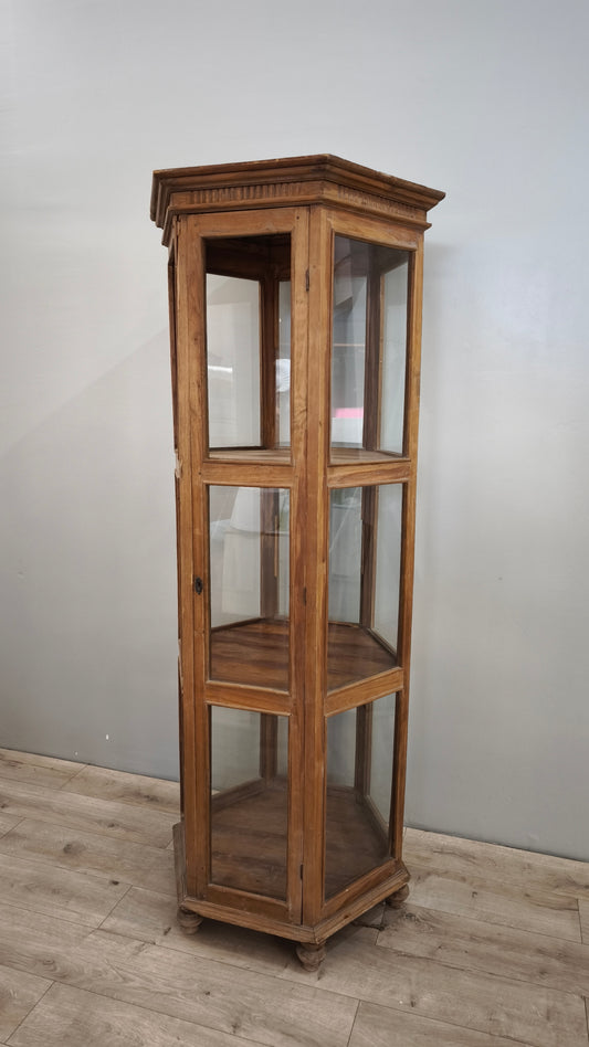 86789 Vetrina esagonale in legno di teak