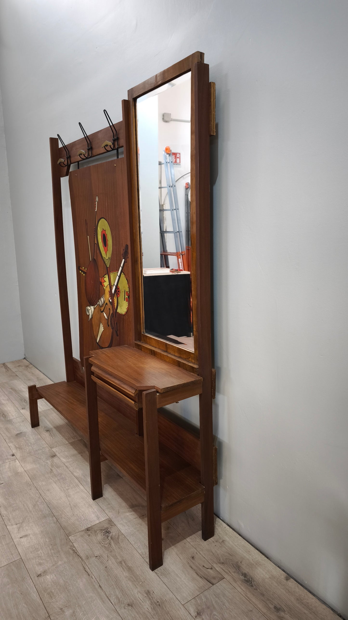 86859 Mobile da ingresso stile nordico con specchio e appendiabiti