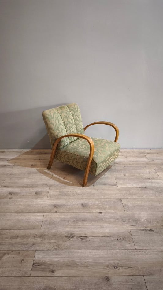 86881 Poltrona déco con struttura in legno e tappezzeria verde