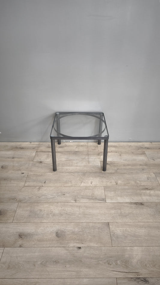 86838 Tavolino da salotto quadrato in vetro e metallo