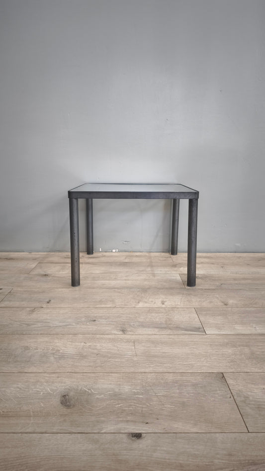 86838 Tavolino da salotto quadrato in vetro e metallo