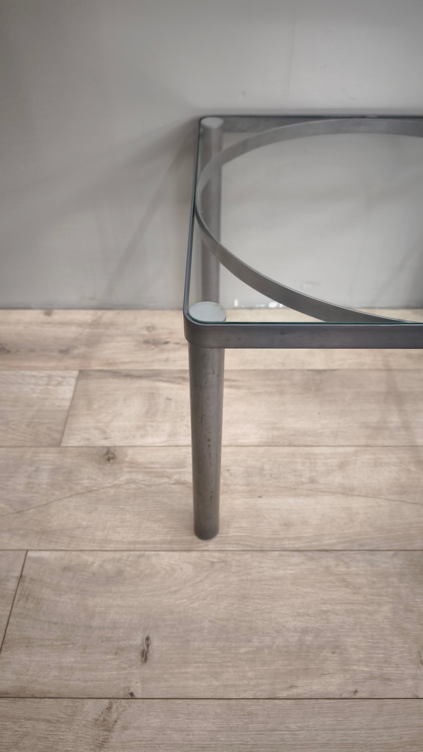 86838 Tavolino da salotto quadrato in vetro e metallo