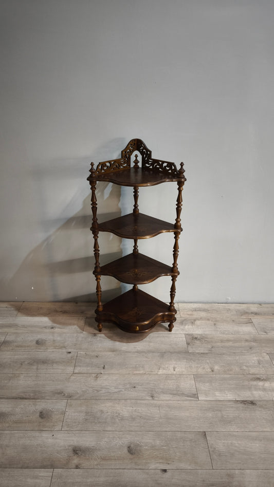 86870 Angoliera in legno con quattro ripiani