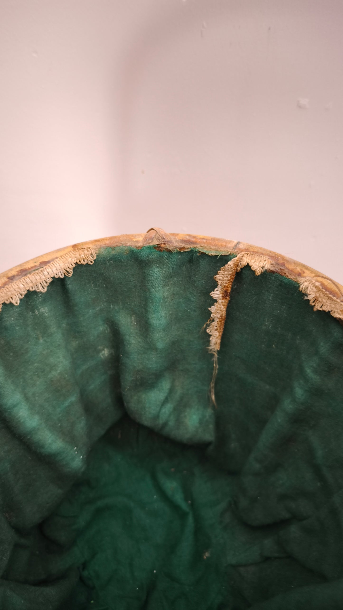 86875 Porta gomitoli vintage in bambù (tessuto verde)