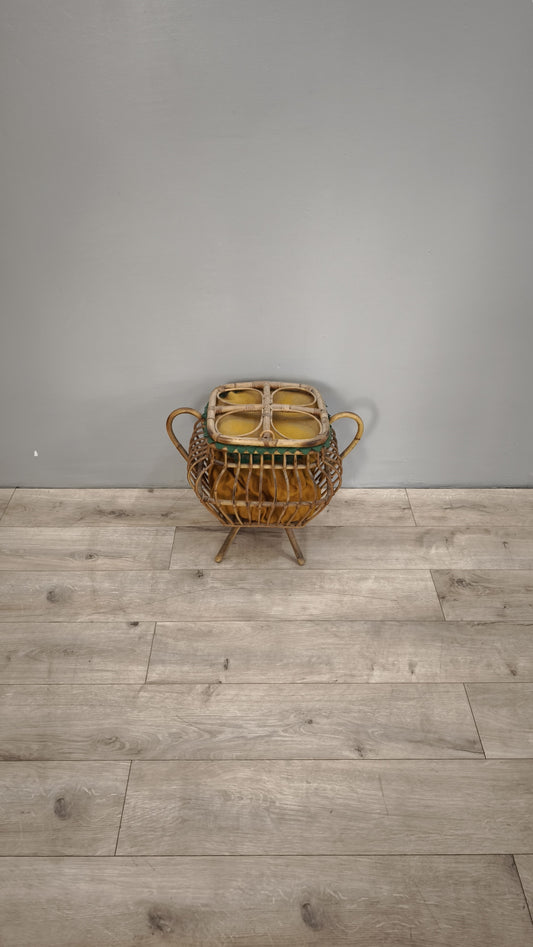 86875 Porta gomitoli vintage in bambù con coperchio