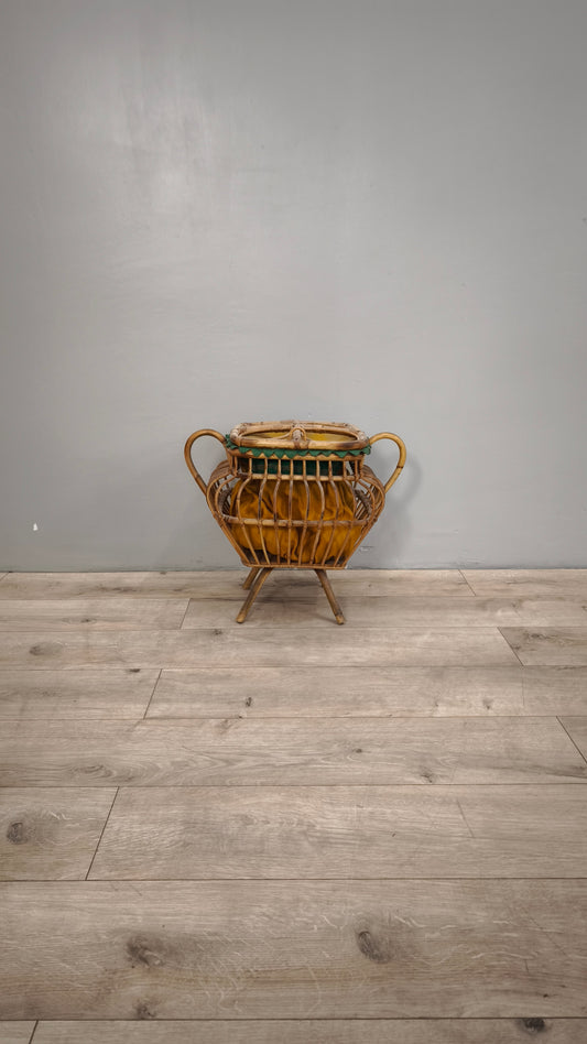 86875 Porta gomitoli vintage in bambù con coperchio