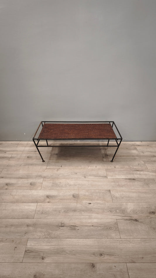 86798 Tavolo da salotto in ferro e paglia