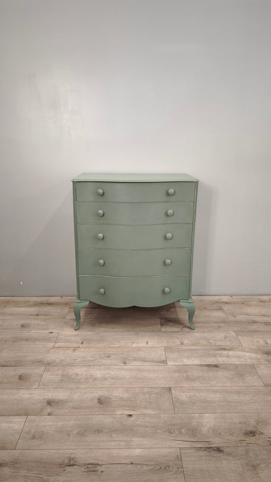 87415 Cassettiera alta verde con piedi a sciabola