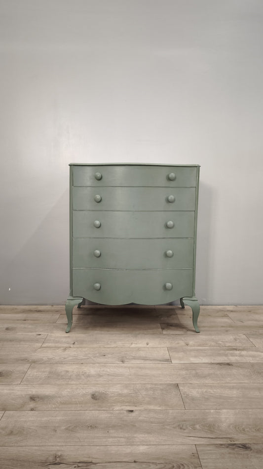 87415 Cassettiera alta verde con piedi a sciabola