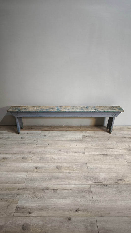 87444 Panca rustica in legno con base azzurra
