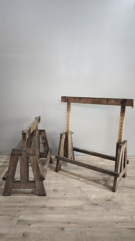 87450 Coppia di cavalletti  da lavoro in legno