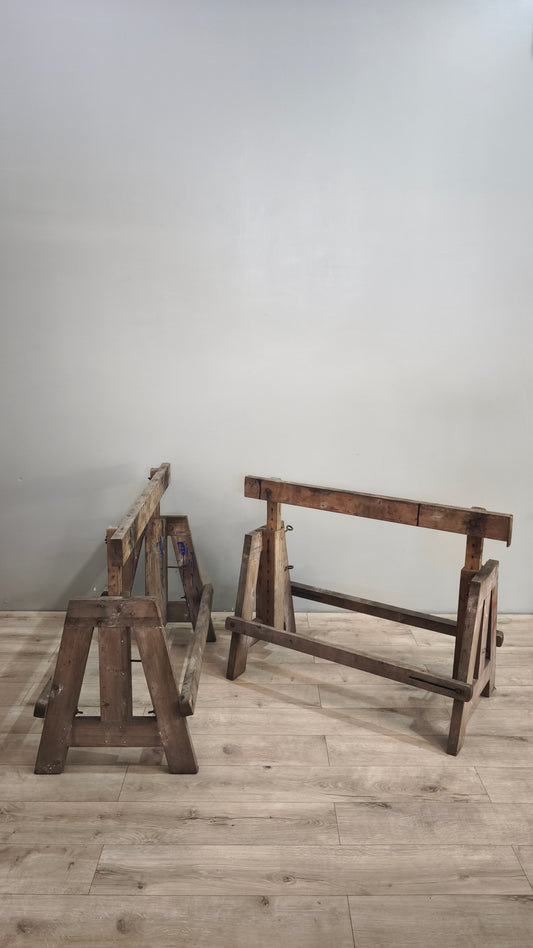 87450 Coppia di cavalletti  da lavoro in legno