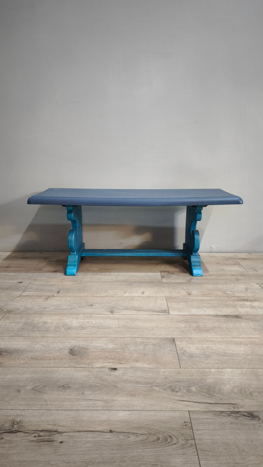 87530 Panca in legno dipinta azzurra