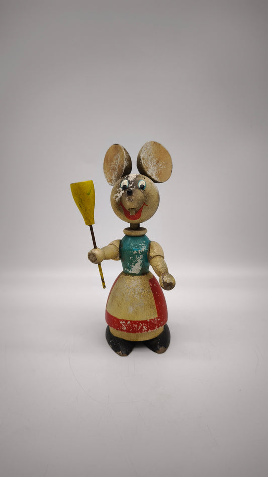 87721 Salvadanaio vintage in legno 'La Ratida Presumida'