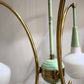 87748 Lampadario anni '60 in metallo verde e dorato