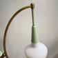 87748 Lampadario anni '60 in metallo verde e dorato
